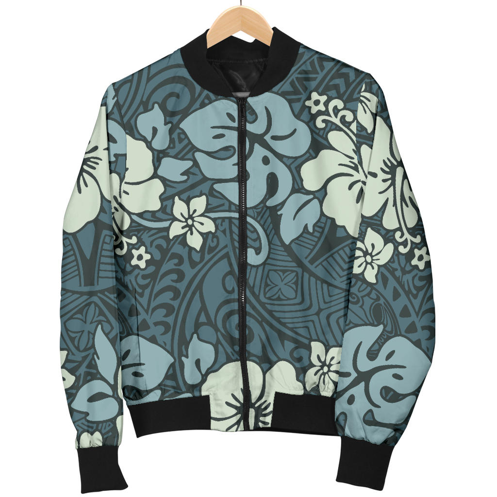 Flower Hawaiian Hibiscus Style Print Pattern Men Bomber Jacket