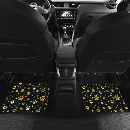 Paw Gold Print Car Floor Mats Front Back