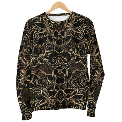Lotus Gold Mandala Design Themed Women Long Sleeve Sweatshirt