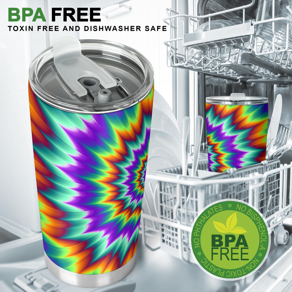 Optical illusion Pulsing fiery spirals Tumbler