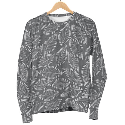 Elm Leave Grey Print Pattern Women Long Sleeve Sweatshirt