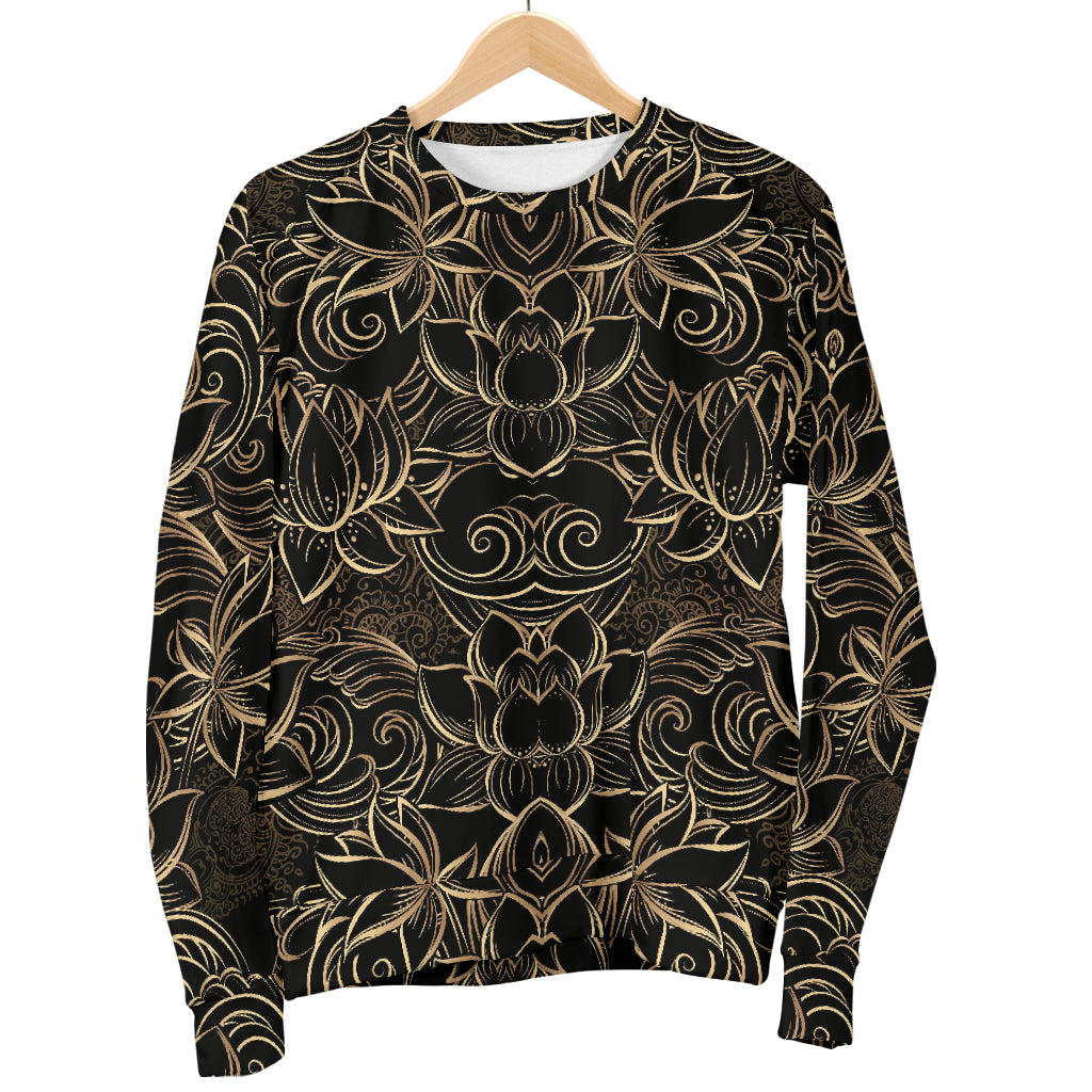 Lotus Gold Mandala Design Themed Men Long Sleeve Sweatshirt