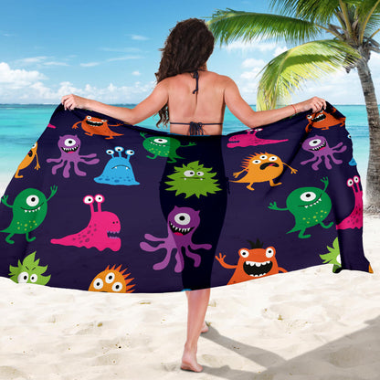 Monster Cartoon Pattern Print Design 02 Sarong Pareo Wrap