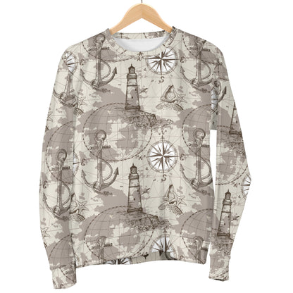 Nautical Map Design Themed Print Women Long Sleeve Sweatshirt