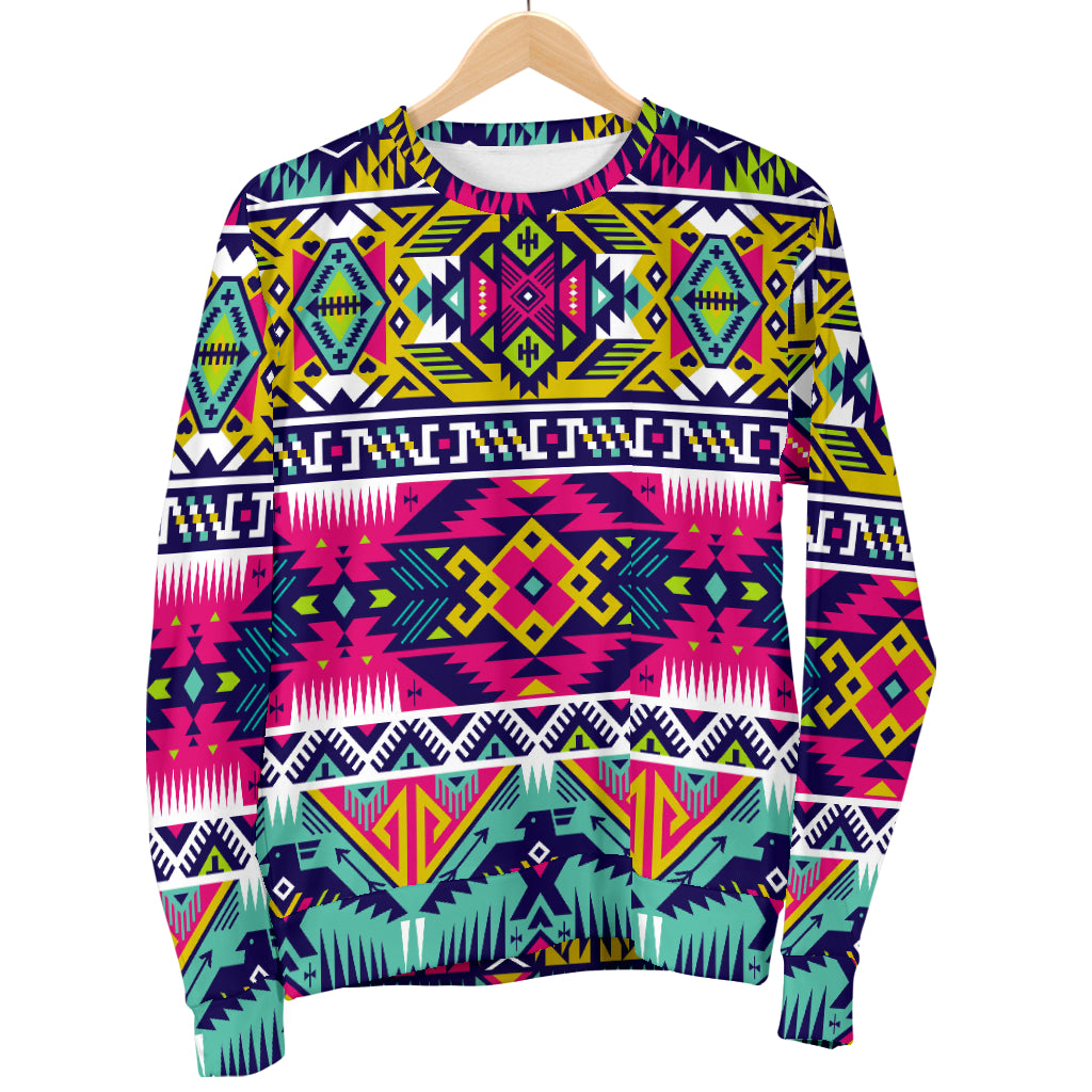 Indian Navajo Color Themed Design Print Women Long Sleeve Sweatshirt