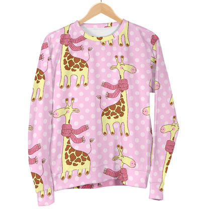 Giraffe Cute Pink Polka Dot Print Men Long Sleeve Sweatshirt