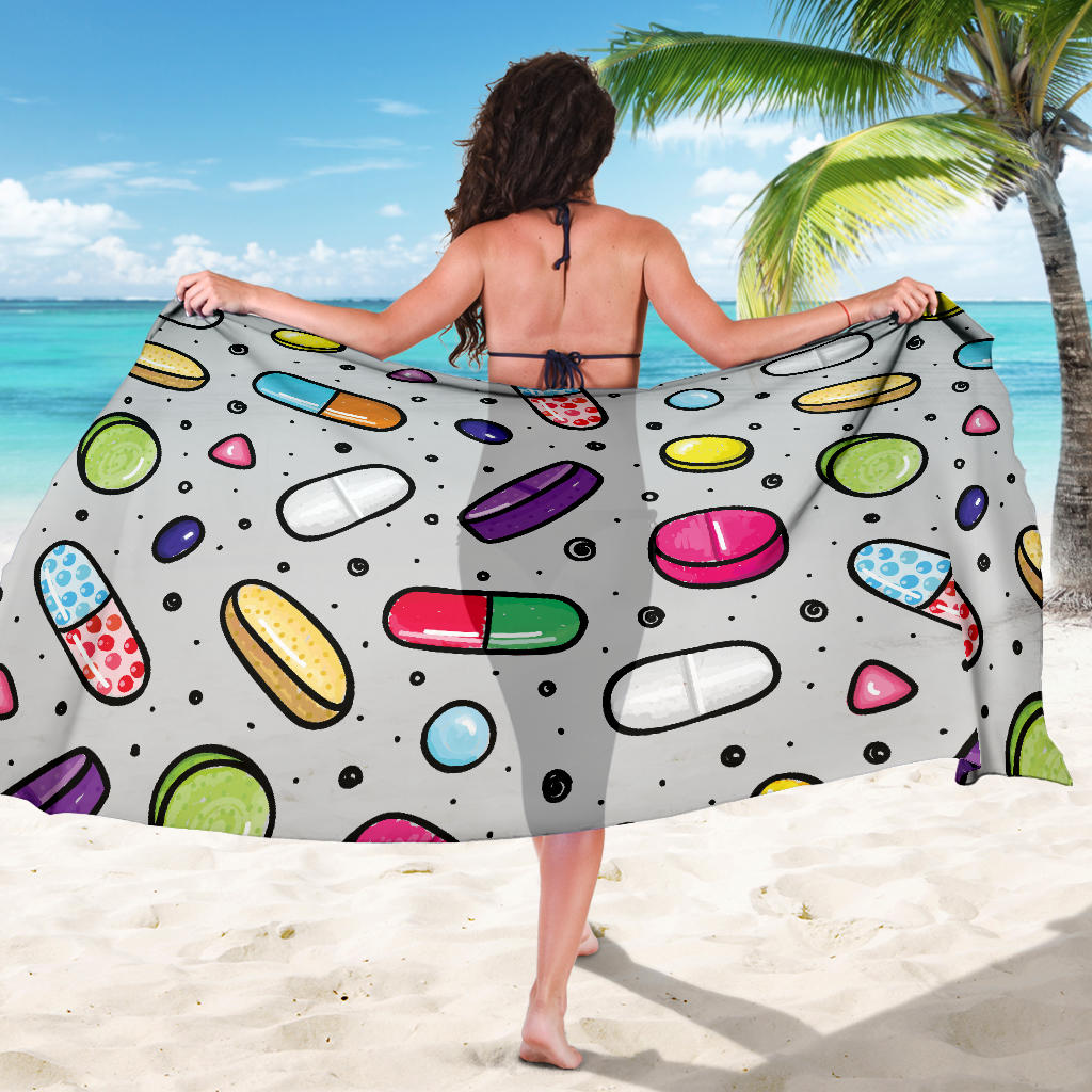 Pill Pattern Print Design A04 Sarong Pareo Wrap