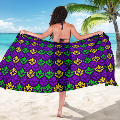 Mardi Gras Pattern Print Design 02 Sarong Pareo Wrap