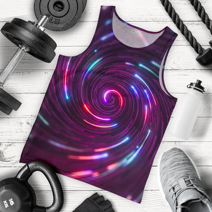 Vortex Twist Swirl Purple Neon Print Men Tank Top