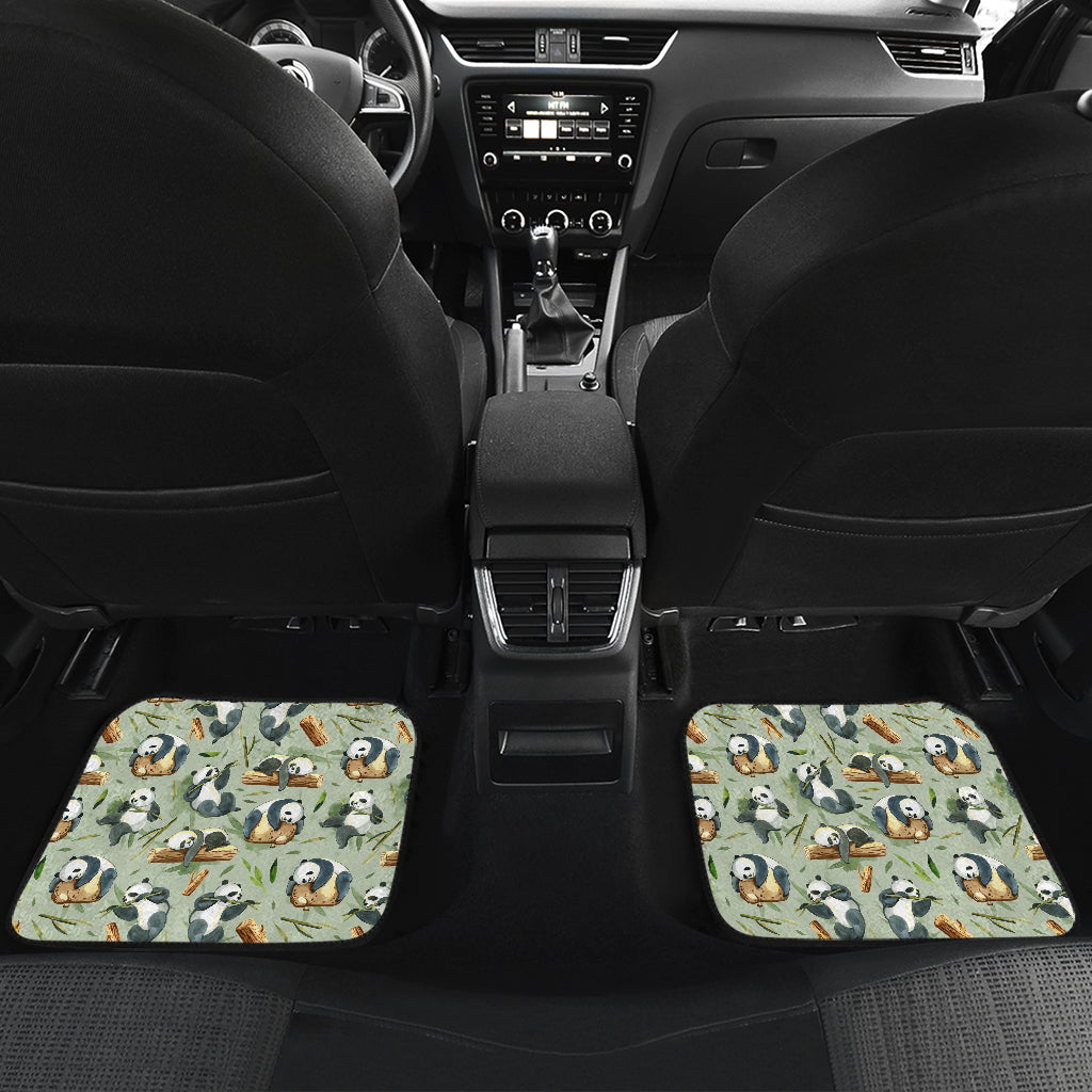 Panda Bear Design Bamboo Print Car Floor Mats Front Back