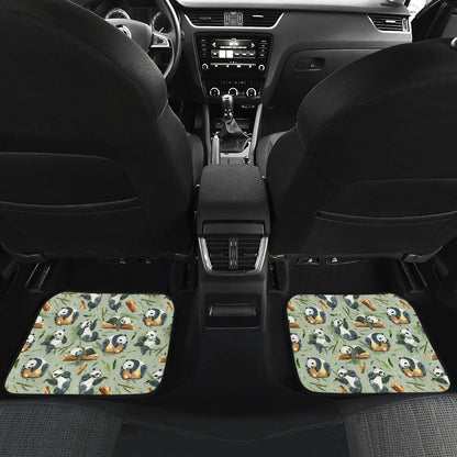 Panda Bear Design Bamboo Print Car Floor Mats Front Back