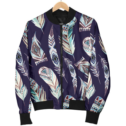 Feather Vintage Boho Design Print Men Bomber Jacket