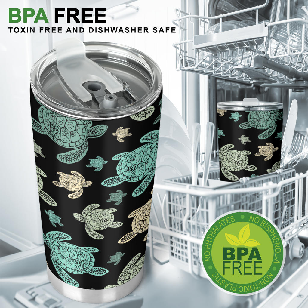 Sea Turtle Stamp Pattern Tumbler