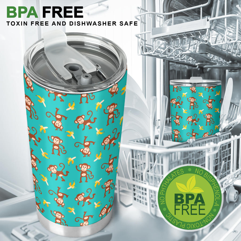 Monkey Banana Design Themed Print Tumbler