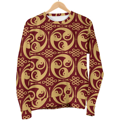 Yin Yang Style Pattern Design Print Men Long Sleeve Sweatshirt