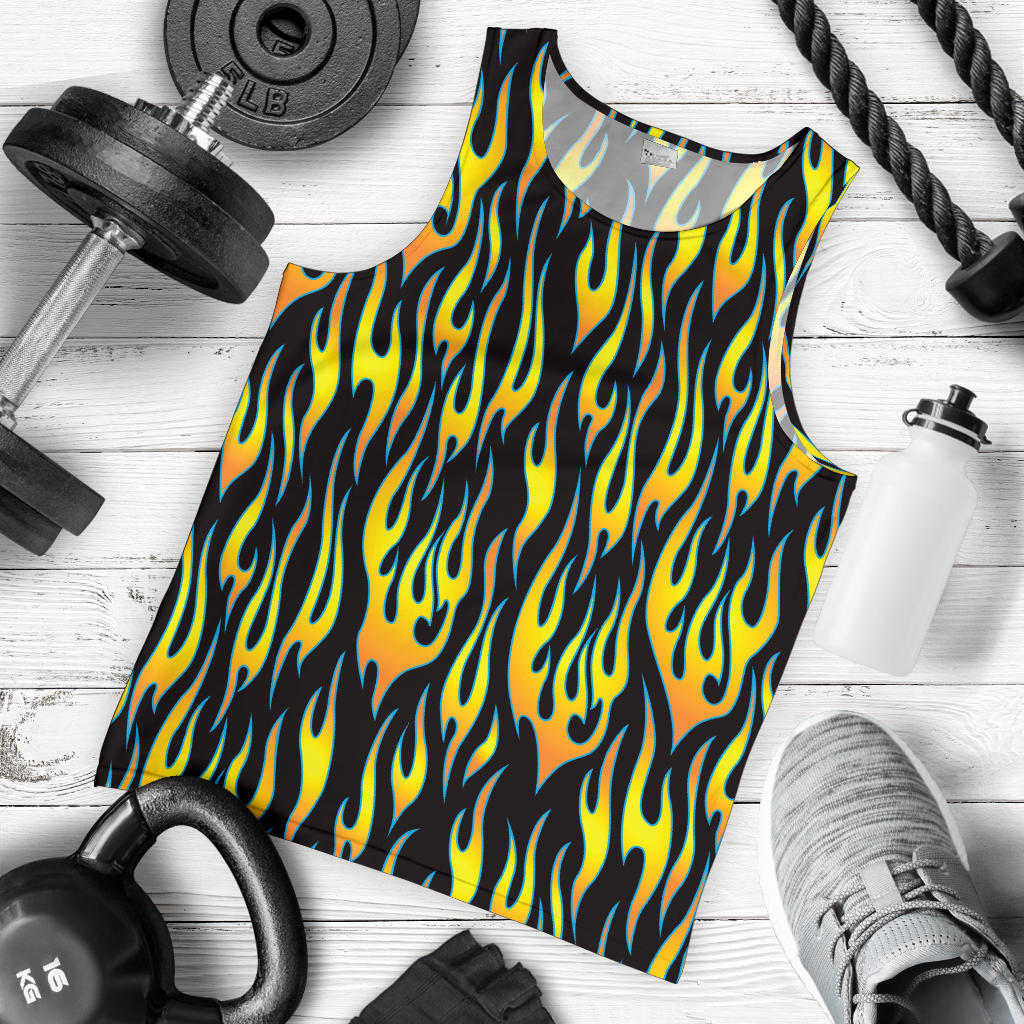 Flame Fire Yellow Pattern Men Tank Top