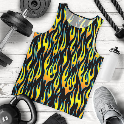 Flame Fire Yellow Pattern Men Tank Top