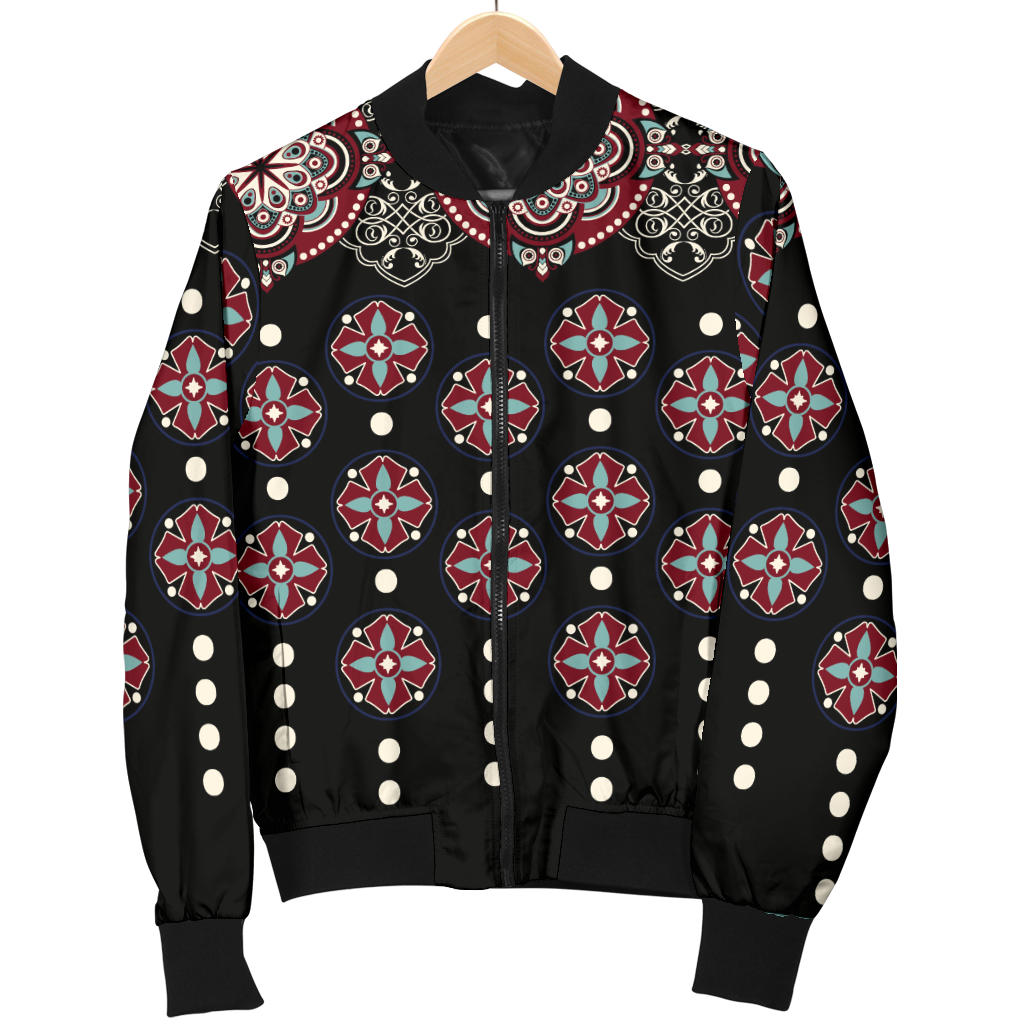 Ethnic Dot Style Print Pattern Men Bomber Jacket