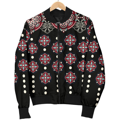Ethnic Dot Style Print Pattern Men Bomber Jacket