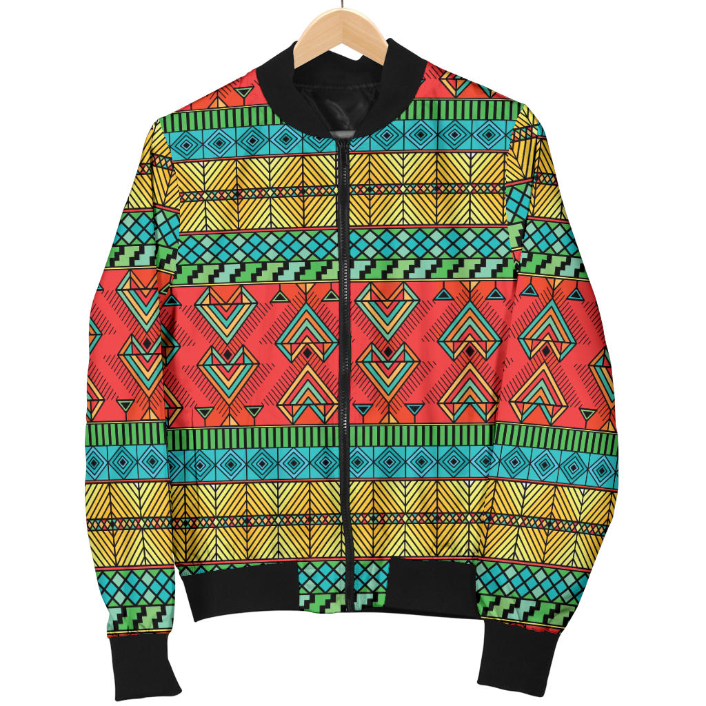 African Colorful Zigzag Print Pattern Men Bomber Jacket