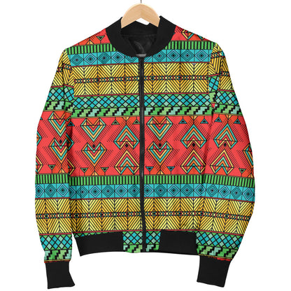 African Colorful Zigzag Print Pattern Men Bomber Jacket