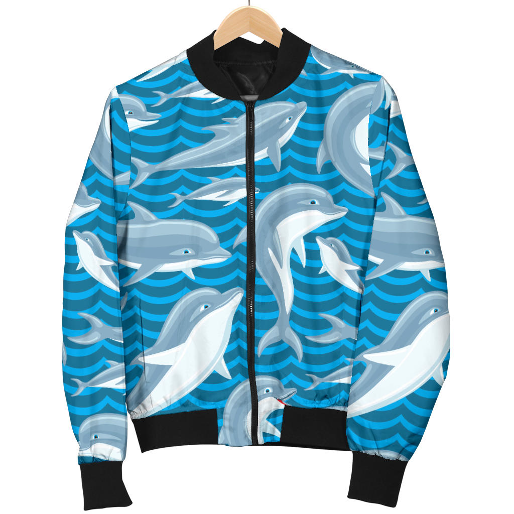 Dolphin Cute Print Pattern Men Bomber Jacket