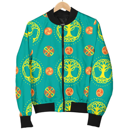 Celtic Tree of Life Print Pattern Men Bomber Jacket