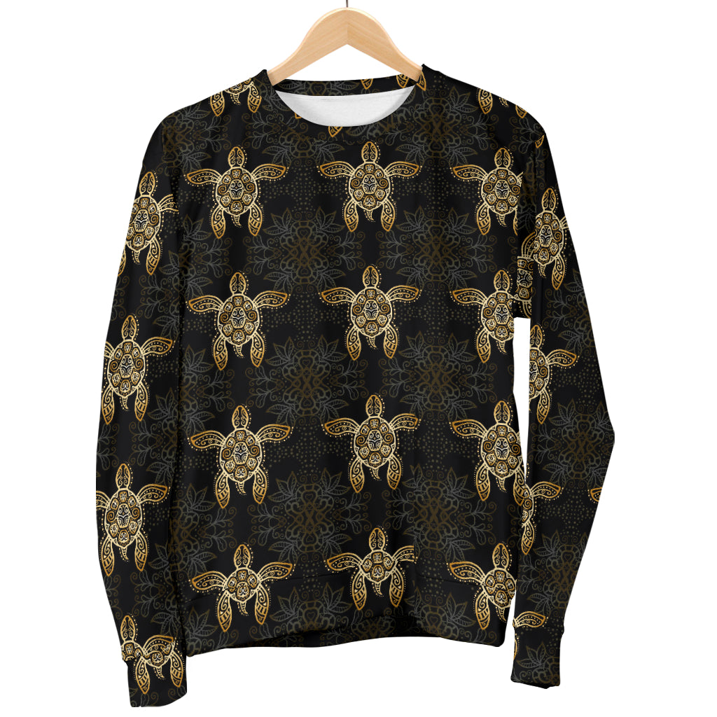 Gold Tribal Turtle Polynesian Design Women Long Sleeve Sweatshirt