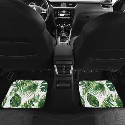 Green Pattern Tropical Palm Leaves Car Floor Mats Front Back