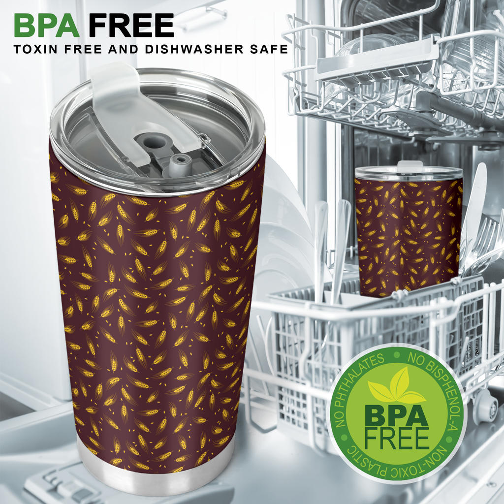 Agricultural Gold Wheat Print Pattern Tumbler
