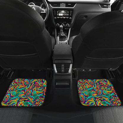 Psychedelic Trippy Floral Design Car Floor Mats Front Back
