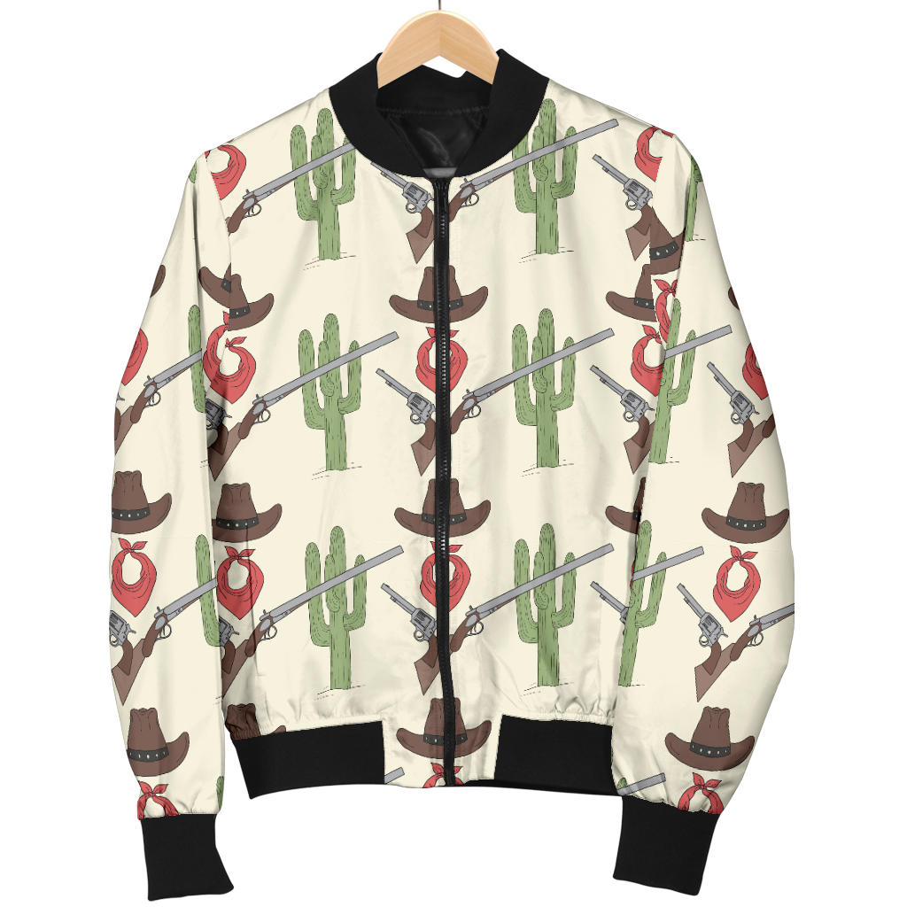 Western Cowboy Print Men Bomber Jacket