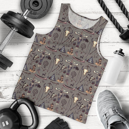 Native Indian life Design Print Men Tank Top