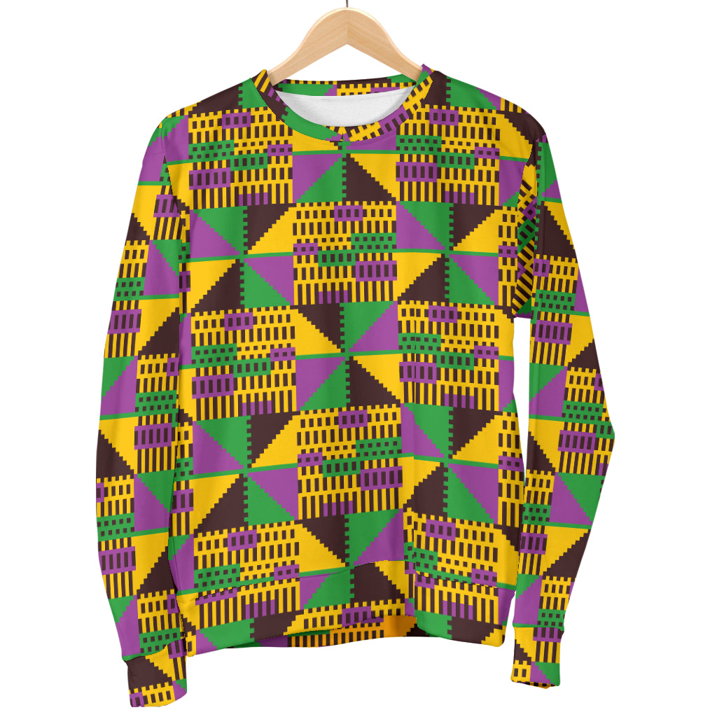 Kente Triangle Design African Print Men Long Sleeve Sweatshirt