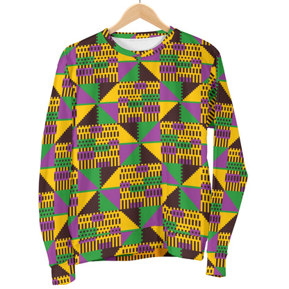 Kente Triangle Design African Print Men Long Sleeve Sweatshirt