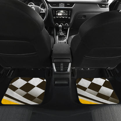 Checkered Flag Racing Style Car Floor Mats Front Back