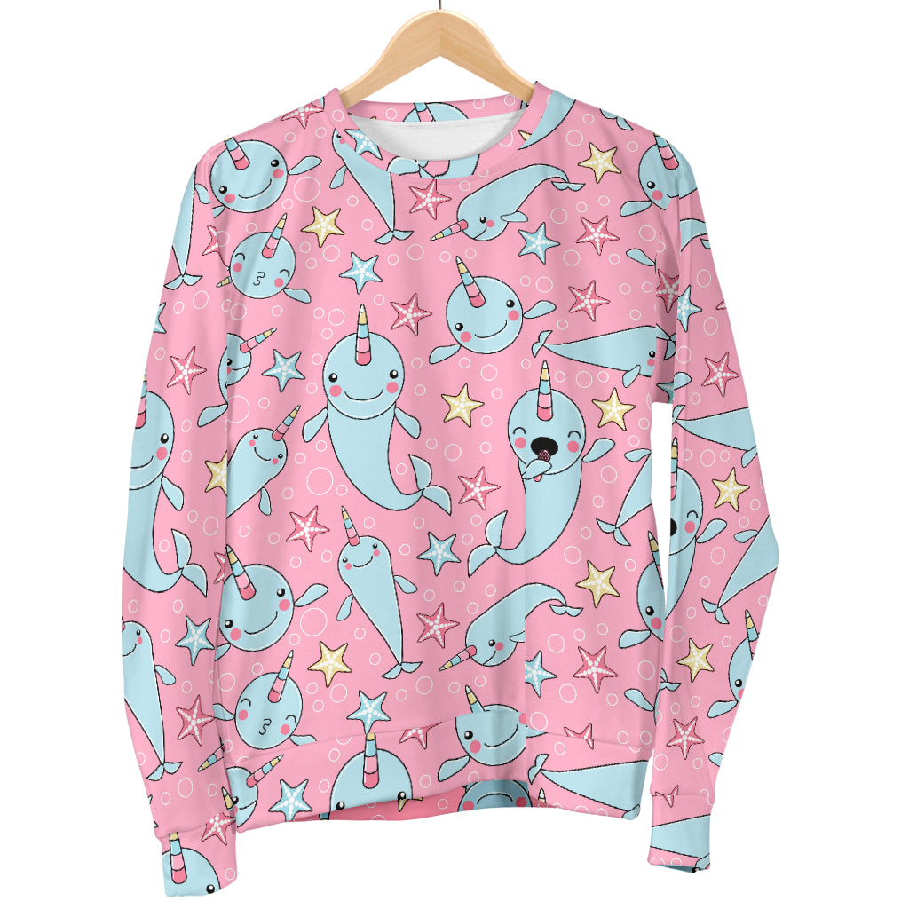 Narwhal Cartoon Cute Print Women Long Sleeve Sweatshirt