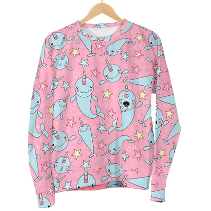 Narwhal Cartoon Cute Print Women Long Sleeve Sweatshirt
