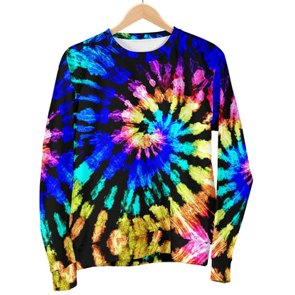 Tie Dye Rainbow Design Print Men Long Sleeve Sweatshirt