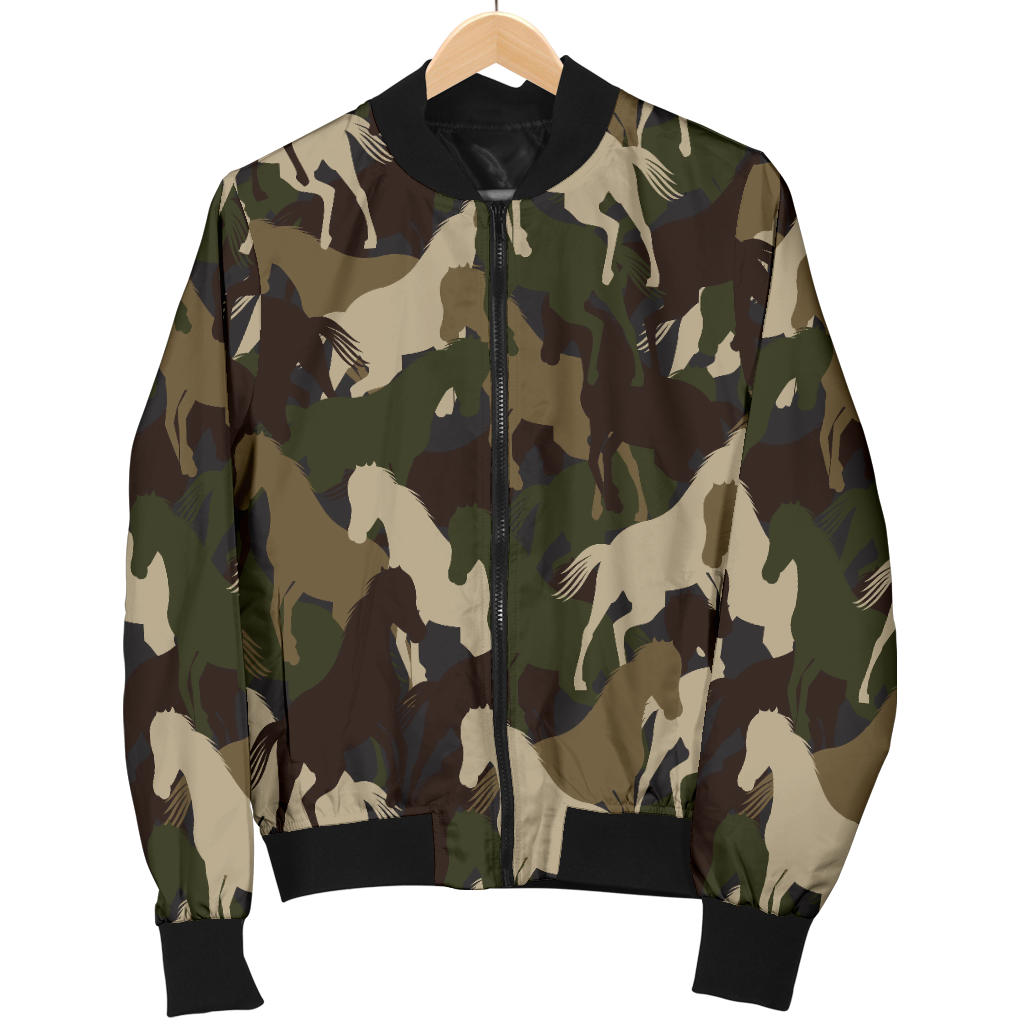 Horse Camo Themed Design Print Men Bomber Jacket