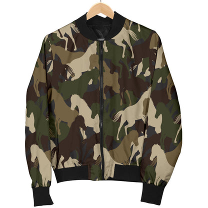 Horse Camo Themed Design Print Men Bomber Jacket