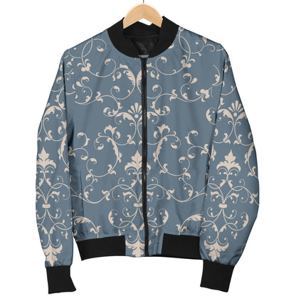 Damask Elegant Teal Print Pattern Men Bomber Jacket
