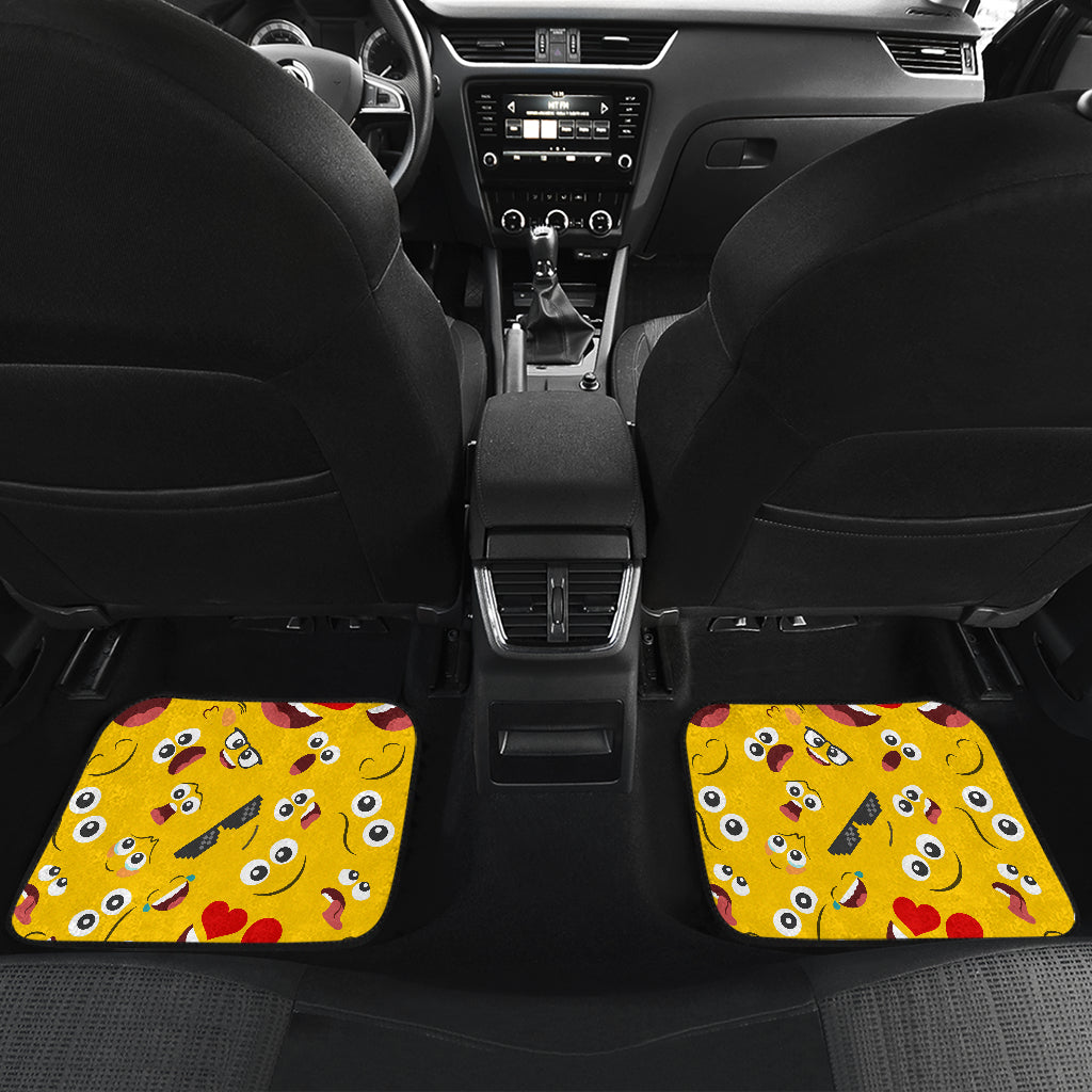 Emoji Face Print Pattern Car Floor Mats Front Back