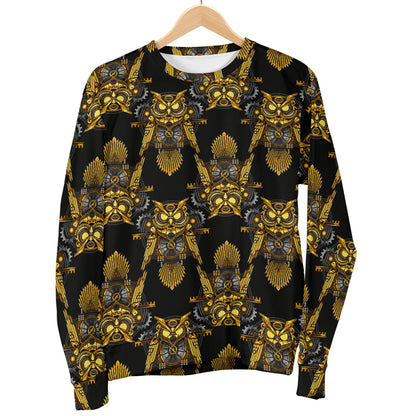 Steampunk Gold Owl Design Themed Print Women Long Sleeve Sweatshirt