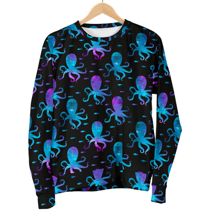 Octopus Blue Design Print Themed Men Long Sleeve Sweatshirt