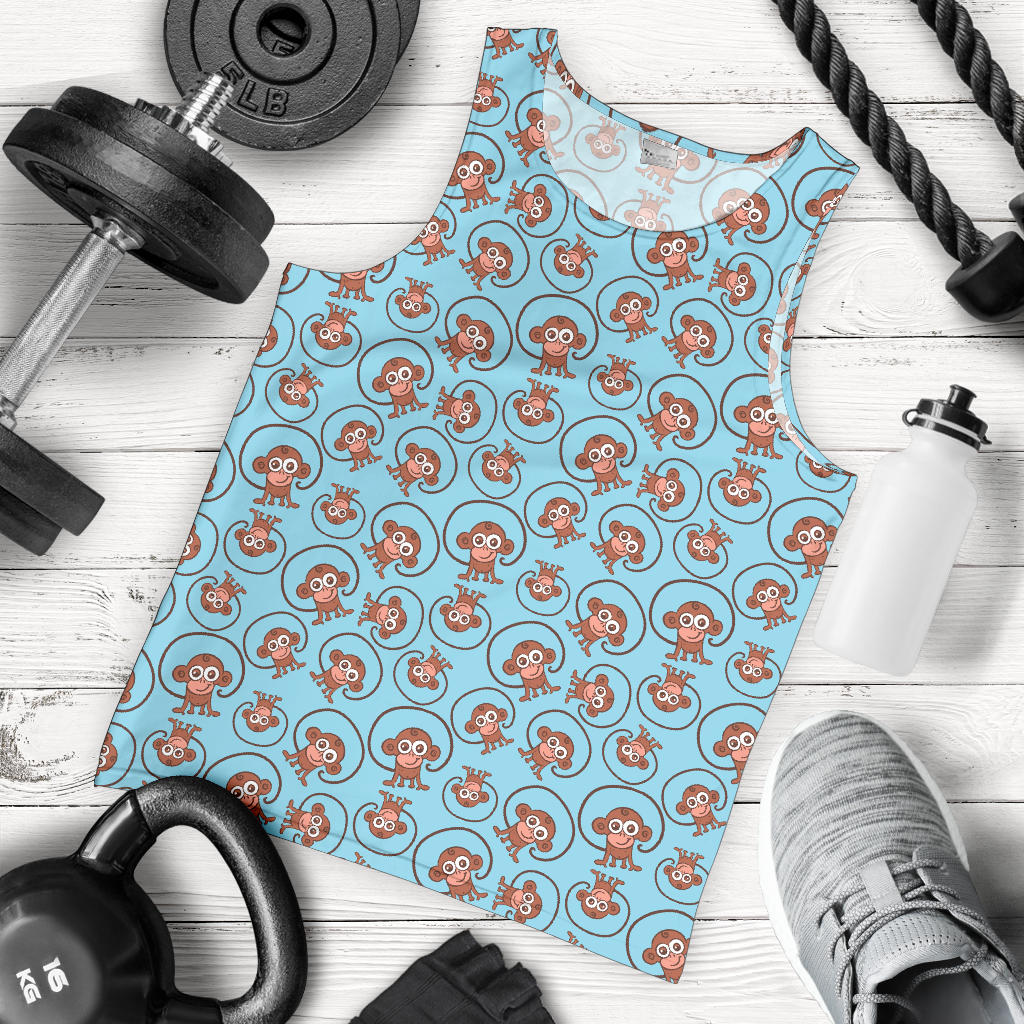 Monkey Cute Design Themed Print Men Tank Top