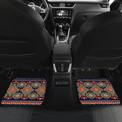 Ethnic Geometric Print Pattern Car Floor Mats Front Back