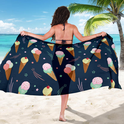 Ice Cream Pattern Print Design 04 Sarong Pareo Wrap