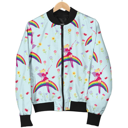 Fairy with Rainbow Print Pattern Men Bomber Jacket