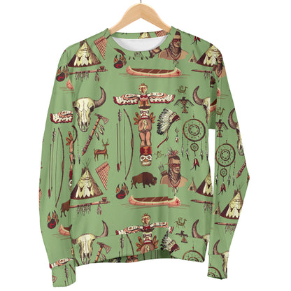 Native Indian Themed Design Print Men Long Sleeve Sweatshirt